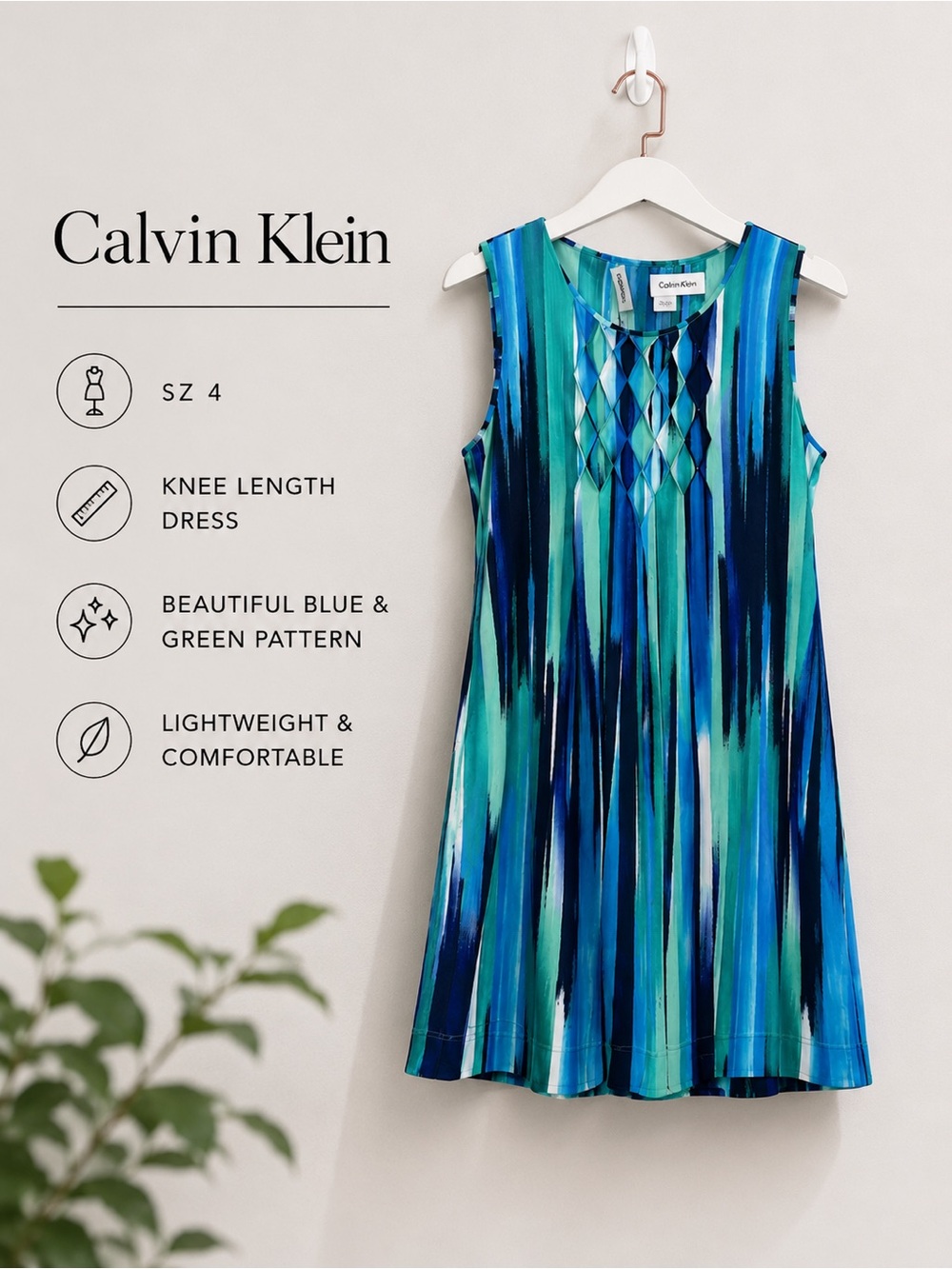 Calvin Klein sleeveless swing dress with pockets size 4